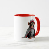 Petit singe héros avec une cape. マグカップ (正面右)