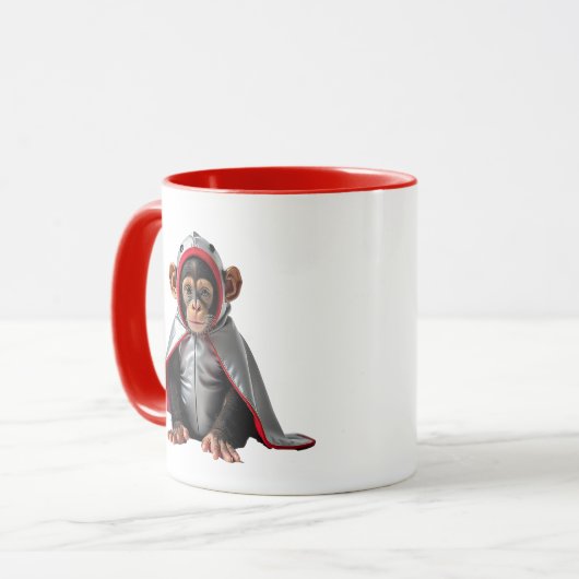 Petit singe héros avec une cape. マグカップ (正面左)