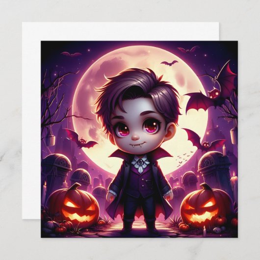 Petit Vampire Adorable sous la Pleine Lune 招待状 (正面/裏面)
