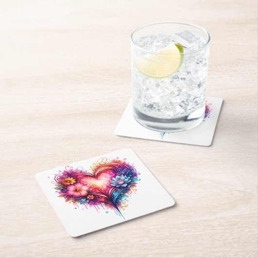 Petit Verre Shooter Love Design スクエアペーパーコースター (インサイチュ)