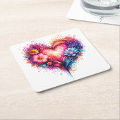 Petit Verre Shooter Love Design スクエアペーパーコースター (アングル)