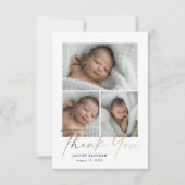 Petite ミニマル Script 3フォトベビー サンキューカード (正面)