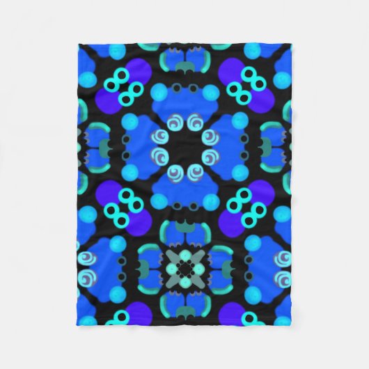 Petite couverture polaire bleu et noire フリースブランケット (正面)