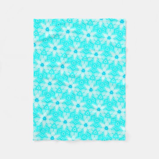 Petite couverture polaire turquoise et blanc フリースブランケット (正面)