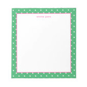 Petite Dots Pink and Green Personalized ノートパッド (正面)