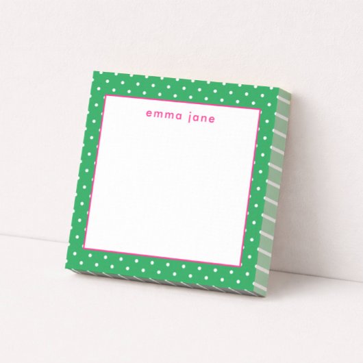 Petite Dots Pink and Green Personalized ポストイット