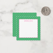 Petite Dots Pink and Green Personalized Small ノートカード (正面/裏面インサイチュ)