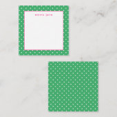 Petite Dots Pink and Green Personalized Small ノートカード (正面/裏面)