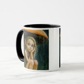 Petite fée sous la pluie abritée par un champignon マグカップ (正面左)