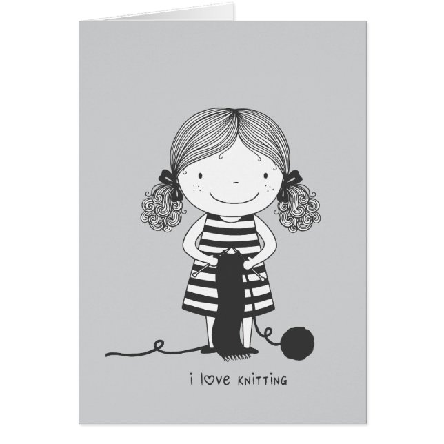 Petite Fille Adorable qui Tricote I Love Knitting (正面)
