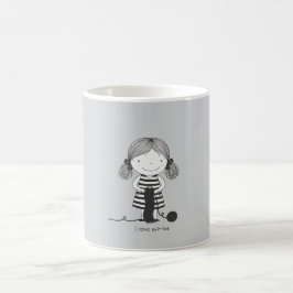 Petite Fille Adorable qui Tricote I Love Knitting コーヒーマグカップ
