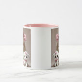 Petite fille au nœud rose et son chiot blanc. マグカップ (中央)