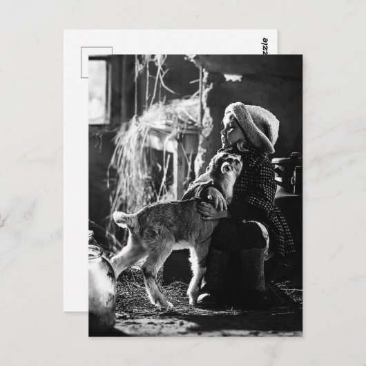 Petite fille et chèvre ポストカード (正面/裏面)