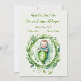 Petite Pea in a Pod - Birth Announcement シーズンカード