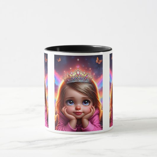 Petite princesse rêveuse avec une couronne. マグカップ (中央)