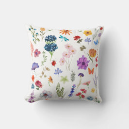 Petites fleurs colorées séchées aquarelles クッション