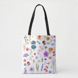 Petites fleurs colorées séchées aquarelles トートバッグ