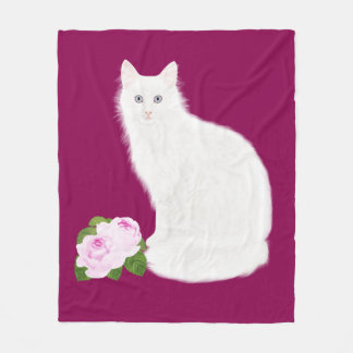 PetitRose "白い猫"、フリースブランケット フリースブランケット
