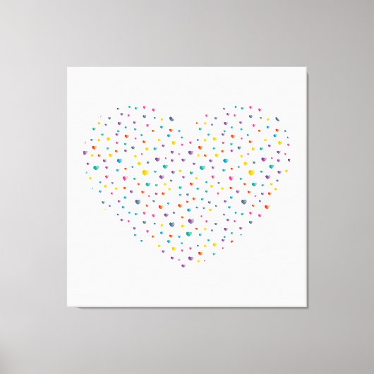 Petits cœurs grand cœur - Aquarelle キャンバスプリント (正面)