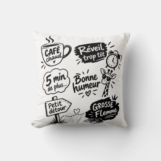 Petits plaisirs du quotidien en doodles クッション (正面)
