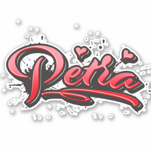 Petra red Heart Graffiti Aufkleber Sticker シール (正面)
