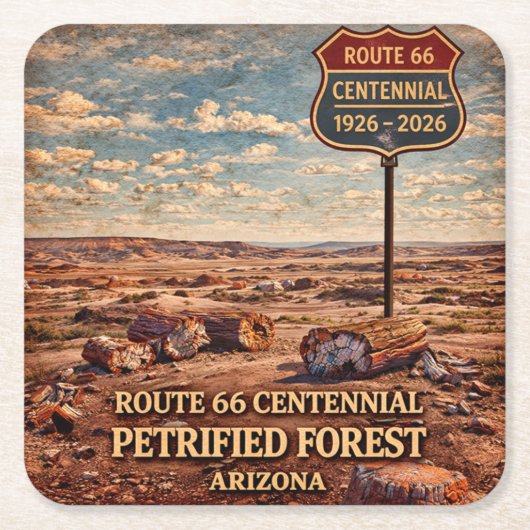 Petrified Forest Arizona Centennial Anniversary スクエアペーパーコースター (正面)