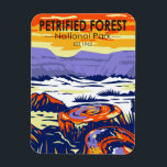 Petrified Forest National Park Arizona Vintage マグネット<br><div class="desc">Petrified Forest vector artwork design. The park is in northeastern Arizona and has large deposits of petrified wood.</div>