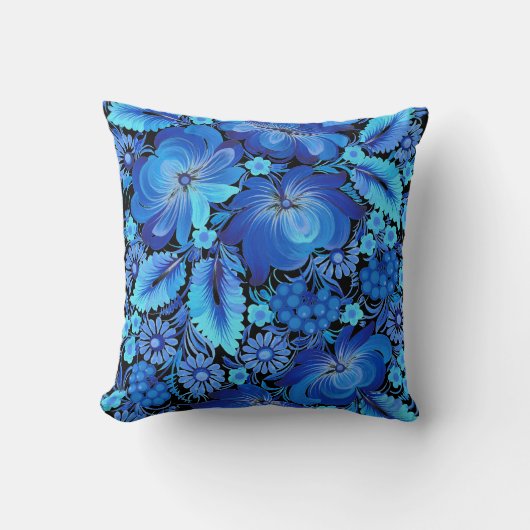 Petrikivka Ukrainian traditional art クッション (正面)