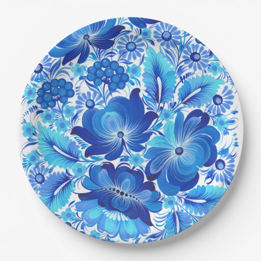 Petrikivka Ukrainian traditional folk art  ペーパープレート (正面)