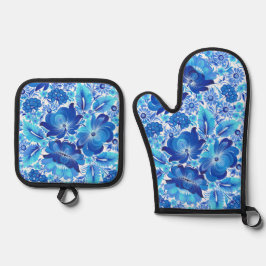 Petrikivka Ukrainian traditional folk art.  鍋つかみ&鍋敷きセット