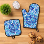 Petrikivka Ukrainian traditional folk art.  鍋つかみ&鍋敷きセット (トップダウン)