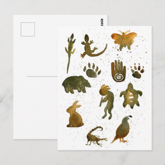 Petroglyph Symbols Bear Healer's Hand Cave Artwork ポストカード (正面/裏面)