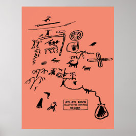 Petroglyphs at Atlatl Rock at Valley of Fire State ポスター