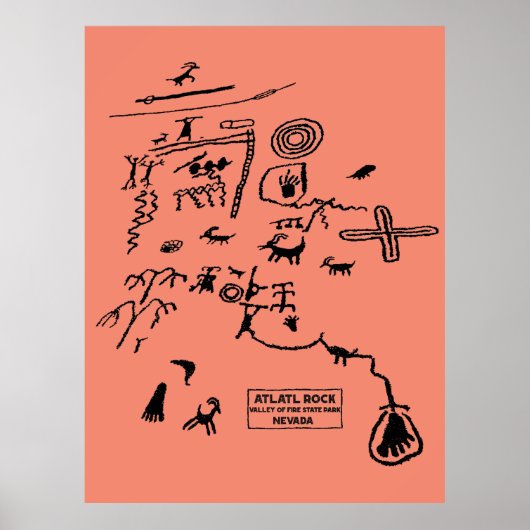 Petroglyphs at Atlatl Rock at Valley of Fire State ポスター (正面)