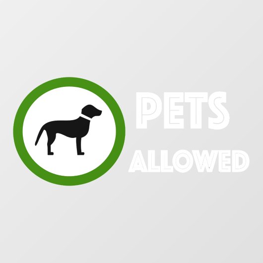 Pets Allowed Sign for Storefront Window ウィンドウサイン (シート)