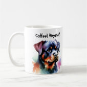 Pets Blacks Rottweiler Personalize コーヒーマグカップ (左)