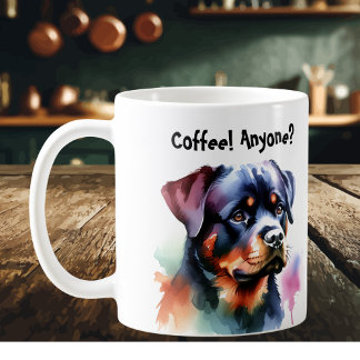 Pets Blacks Rottweiler Personalize コーヒーマグカップ