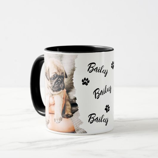 Pet's Cool Modern Simple Typography Name and Photo マグカップ (正面左)