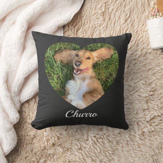 Pet's Cute Modern Typography Name and heart Photo クッション (ブランケット)