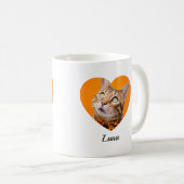 Pet's Cute Modern Typography Name and heart Photo コーヒーマグカップ (正面右)