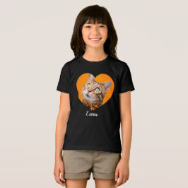 Pet's Cute Modern Typography Name and heart Photo トライブレンドＴシャツ