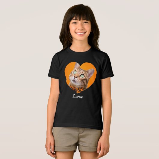 Pet's Cute Modern Typography Name and heart Photo トライブレンドTシャツ (正面全面)