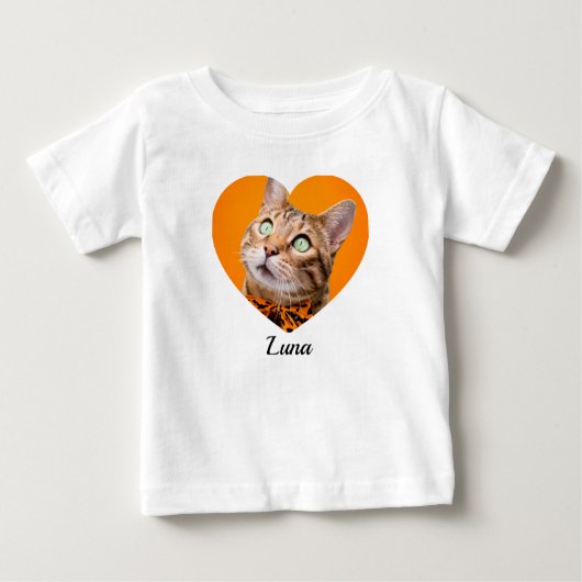 Pet's Cute Modern Typography Name and heart Photo ベビーTシャツ (正面)