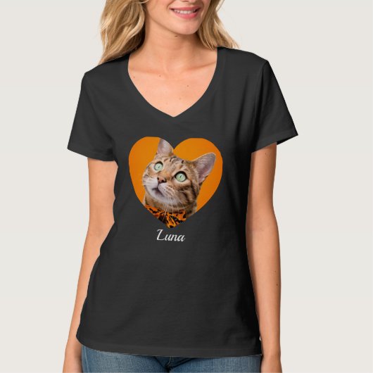 Pet's Cute Modern Typography Name and heart Photo Tシャツ (正面)