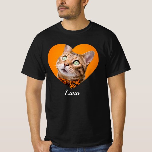 Pet's Cute Modern Typography Name and heart Photo Tシャツ (正面)