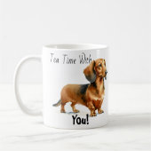 Pets Dachshund Browns 'Tea Time'  Personalize コーヒーマグカップ (左)