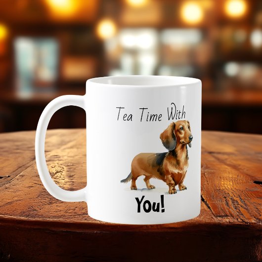 Pets Dachshund Browns 'Tea Time'  Personalize コーヒーマグカップ