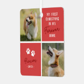 Pets First Christmas Forever Home Red Photo メタルオーナメント (正面左)