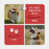 Pets First Christmas Forever Home Red Photo メタルオーナメント (裏面)