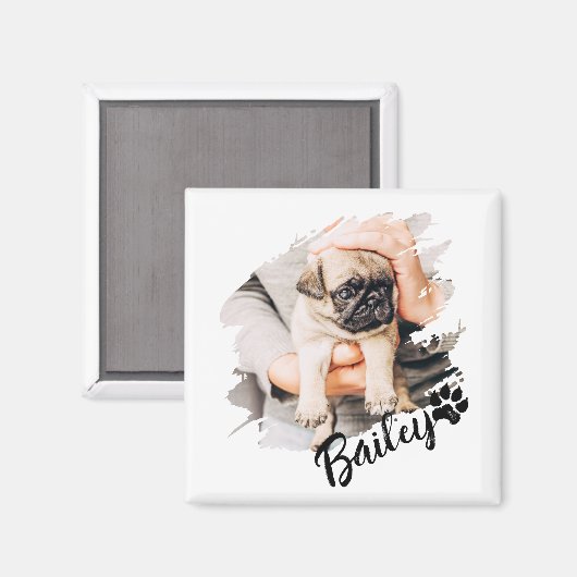 Pet's Modern Simple Cool Typography Name and Photo マグネット (正面/裏面)
